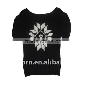 Jacquard Short Sleeve Womens Sweaters Knit thumbnail-1