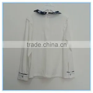 Wholesale OEM Children Girls Cotton Long Sleeve Shirt, Girls Boutique t Shirt With Flower Printed Turn Over Neck thumbnail-4
