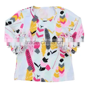 2017 Children Print 3/4 Sleeves Cotton Tops Icing Ruffle Girl Shirt Baby Shirt thumbnail-5