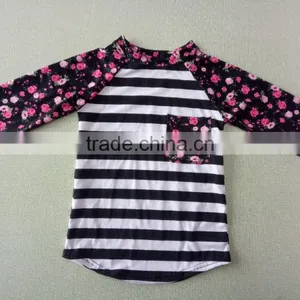 Mommy and me Tops I Nice Kids Wear Plain Cotton Ruffle Raglan Shirt thumbnail-1