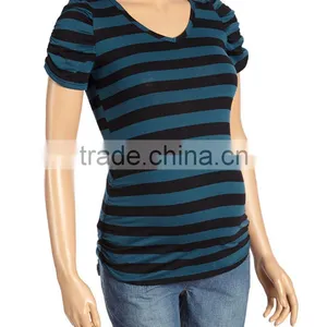 New Fashion Maternity T-Shirt With Due Time Jade And Black Stripe Maternity Tees Women Clothing WT80817-40 thumbnail-1