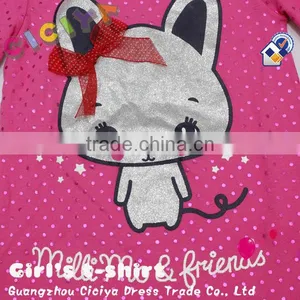 Lovely Teen Girl's Long Sleeve Cotton Knitting T-shirt With Carton Printing thumbnail-4