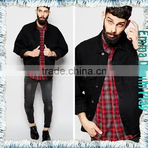Top Quality Black Mens Long-sleeve Trench Denim Jacket Coats thumbnail-3