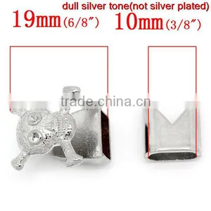 Bracelet End Bar Clasps With Slider For Leather Bracelet Halloween Skull Silver Tone 19x18mm 13x13mm thumbnail-2
