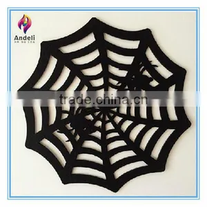 Halloween Placemats Felt Purple Witch Orange Jack O Lantern Black Spider Web NEW thumbnail-2