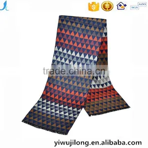 Classic Yarn Dyed Jacquard Cashmere Checked Plaid Acrylic Long Men Scarf Custom thumbnail-1