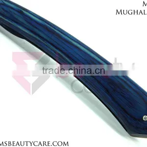 Blue Coated Barber Straight Razor With Wood Handle thumbnail-4