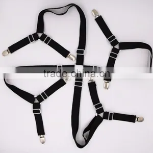 Dubaa Crisscross Bed Fitted Sheet Fasteners Strap Grippers Suspenders Mattress 4 Black thumbnail-1