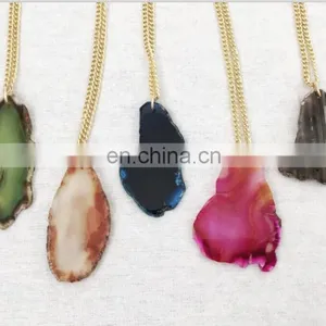 Natural Agate Stone Splice Necklaces thumbnail-1