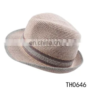 Unisex Summer Short Brim Natural Paper Panama Fedora Hats for Men & Women thumbnail-1
