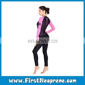 Pink Long Sleeve Lycra Top Quality Rash Guards For Women thumbnail-3