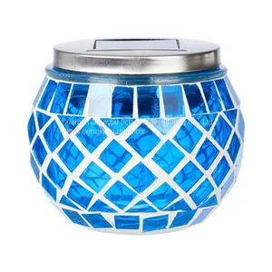Solar Mosaic Ball Blue Handing Umbrella Lights Solar Lanterns Outdoor Waterproof LED Candle Decorated thumbnail-2