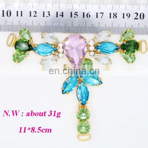 China Wholesale Fashion T Shape Colorful Rhinestone Crystals Sandal Shoes Ornaments thumbnail-2