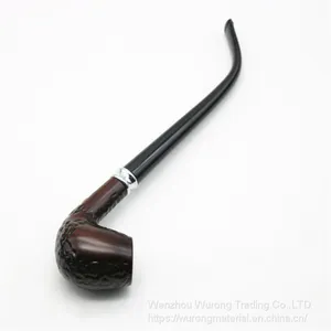 245mm Length Wooden Resin Medium Tobacco Pipe With Small Black Carving Head for Smoking thumbnail-3