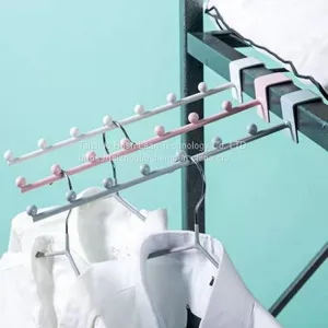 Space Saving Dormitory Hanger Metal Hook Clothing Closet Coat Trousers Clothes Rack Hanger thumbnail-1
