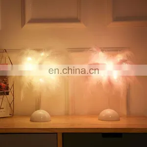 DDP Shipping LED Wholesale Nordic Modern Design Ostrich Feather Table Lamp Battery Operated for Decoration thumbnail-3