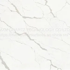 Malaysia Artificial Quartz Calacatta Marble Looks Veining Big Slabs for Kitchen thumbnail-1