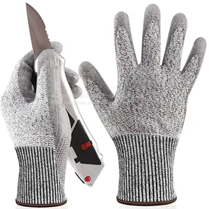 High Quality 13 Gauge Hppe Cut Resistant Palm Coating PU Safety Work Gloves thumbnail-1