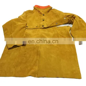 Mens Cow Split Leather Welding Apron With Long Sleeves, Welder Leather Apron, Safety Jacket thumbnail-1