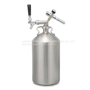 Stainless Steel Mini Ring Keg With Spear Tap Faucet and Gas Pressure Regulator for Beer and Nitro Cold Brew Coffee thumbnail-1