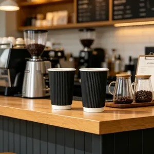 Eco-Friendly Waterproof Corrugated Paper Cup for Coffee & Tea Shops thumbnail-3