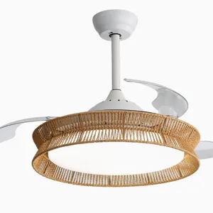 Popular 42-inch Rattan-woven ABS Invisible Fan Light/three-color Dimming and Timing Full Copper Motor（Wechat:13510231336） thumbnail-1