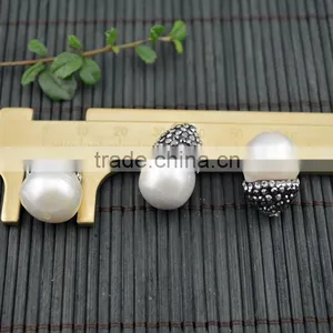 LFD-0011B New Druzy Pearl Pave Rhinestone Water Drop Connectors Spacer Beads Jewelry Finding thumbnail-3