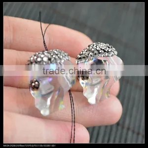 LFD-0069B Wholesale White AB Crystal Glass Skull Connector Beads, With Rhinestone Paved Spacer Loose Bead Jewelry Making thumbnail-1