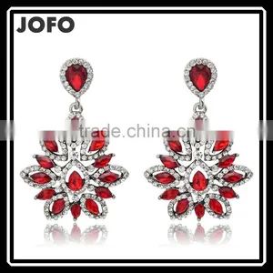 New Charm Fashion Crystal Rhinestone Water Drop Leaf Flower Dangle Drop Earrings thumbnail-1