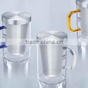 Samadoyo Elegant Glass Stainless Steel Infuser Teacups/Mugs With Handle and Lid thumbnail-1