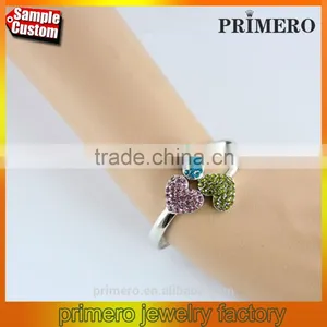Hot Women Silver Tone 2 Heart Crystal Cuff Bracelet Bangle Fashion Jewelry Gift thumbnail-1