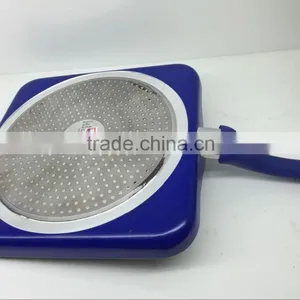 Blue Color Aluminum Nonstick Frying Pan Hot Induction Grill Pan thumbnail-2