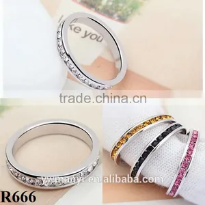 Crystal Wedding Ring Simple Design Silver Plated Ring R666 thumbnail-2