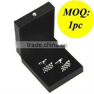 Fashion Black Croco Leather Cufflink Box thumbnail-1