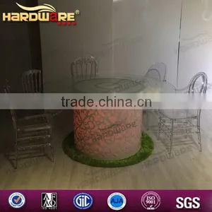 Dubai Event Design Iron Base Glasss Top LED Round Wedding Table thumbnail-4