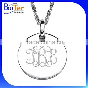 Stamped 925 Sterling Silver Engraved Monogram Pendant Charm Necklace Pendant thumbnail-1