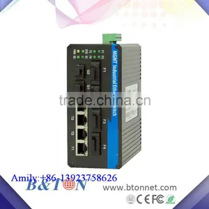 4Fibers 1000M Managed 2Ports SFP Managed Industrial IP40 Fiber to 4 Ports RJ45 Fiber Optical Switch thumbnail-1
