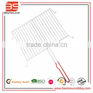 Outdoor Nonslip Wood Grip Rectangular BBQ Clamp Grill Net thumbnail-1