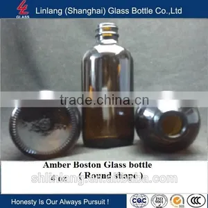Boston Amber Glass Bottle 4oz thumbnail-1