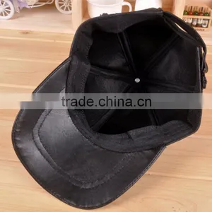 China Supplier pu Leather 6 Panels Hat Cap Baseball Cap Custom Hats Leather Cap for Men Supplier's Choice thumbnail-4