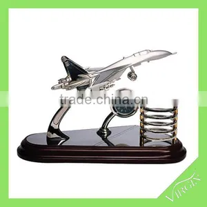 Fashion Airplane Model Office Stationary Set With Clock and Pen Holder for Table Decoration thumbnail-1