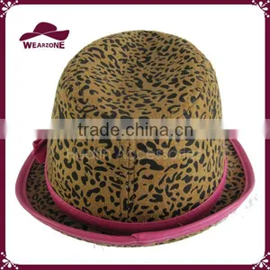 Unisex Fedora Short Brim Leopard Pattern Printed Hat thumbnail-4