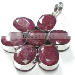 Sterling Silver Ruby Pendant, Semiprecious Pendant K5347, Gemstones thumbnail-1