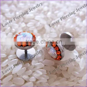 Fashion Crystal Steel Body Piercing Jewelry Ear Fake Plug Piercing [FC-886] thumbnail-1