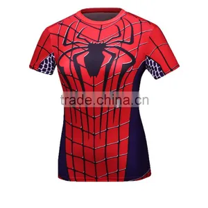 Women Superhero Comics Casual Cycling T Shirts Short Sleeve Jersey Compression Tight Tee thumbnail-2