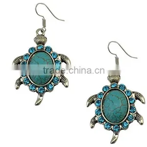 2016 Bohemia Gypsy Fashion Turtle Dangle Long Drop Turquoise Earrings For Women thumbnail-5