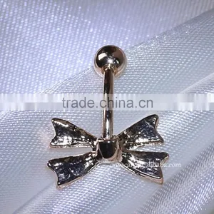 316L Steel Crystal Bowknot Belly Button Rings Adhesive Body Jewelry thumbnail-3