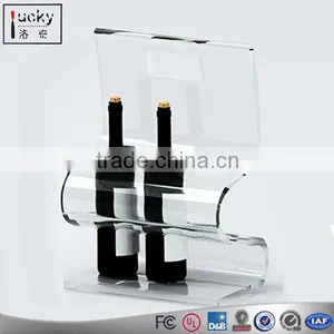 Clear Acrylic 2 Wine Bottle Holder Combine in One Wine Display Stand for Display thumbnail-1