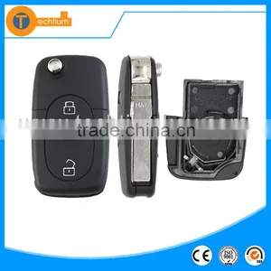 2 Butotn Key With Big Battery Place and Logo Flip Car Key Cover Shell Case Fob Blank for vw Jetta Bora Polo Golf Mk4 thumbnail-1