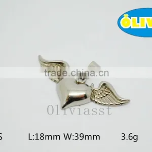 Olivia 2016 New Modern Fashion Jewelry 316 Stainless Steel Cast Love Heart With Wing Pendant thumbnail-2